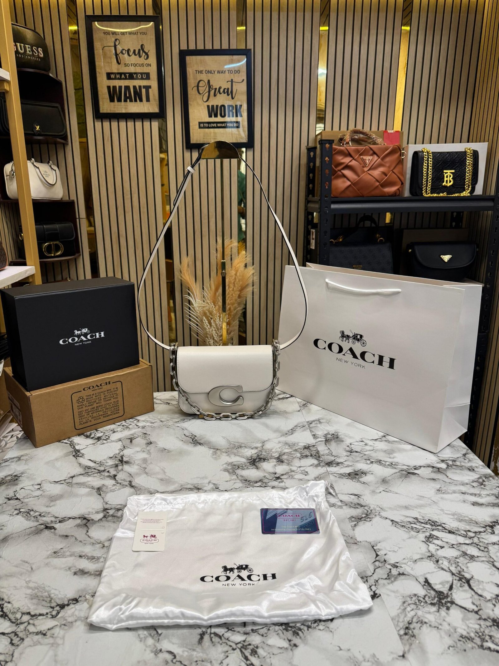COACH IDOL SIGNATURE  PREMIUM BAG WITH OG DOUBLE BOX AND CARRY BAG
