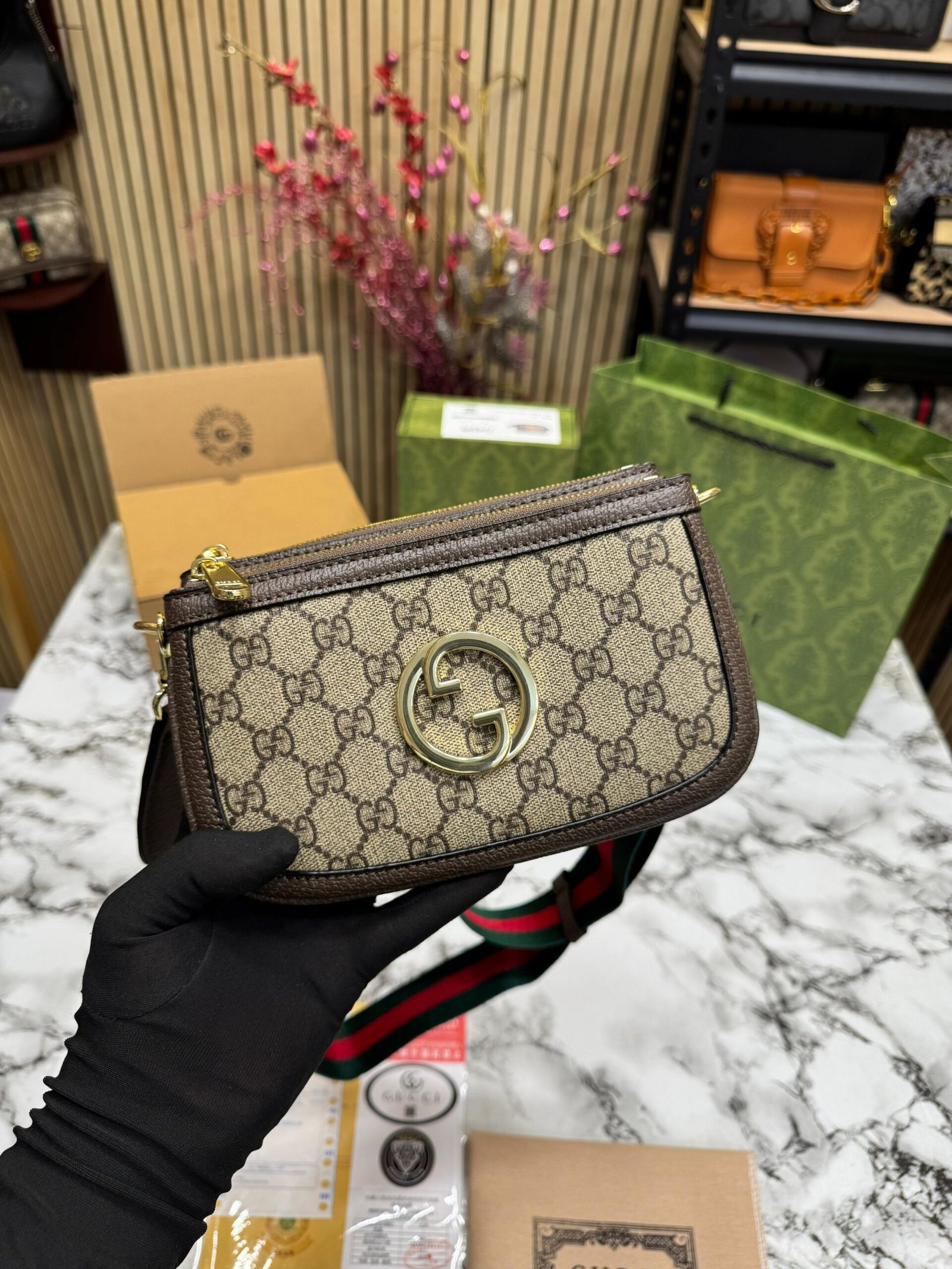 GUCCI BLONDIE POCHETTE PREMIUM WITH OG DOUBLE BOX AND CARRY BAG